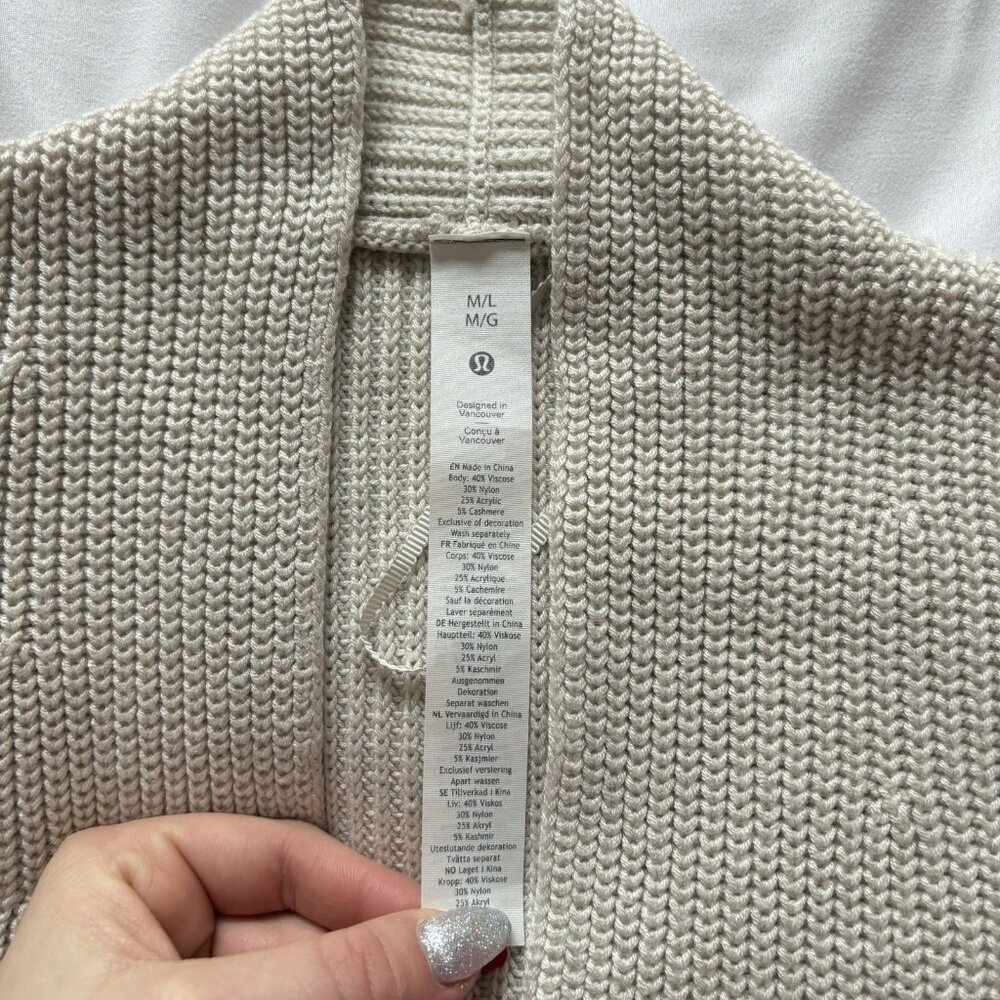 Lululemon Womens Long Sleeve Open Front Cardigan Sweater Tan Womens Size M/L - Picture 2 of 9